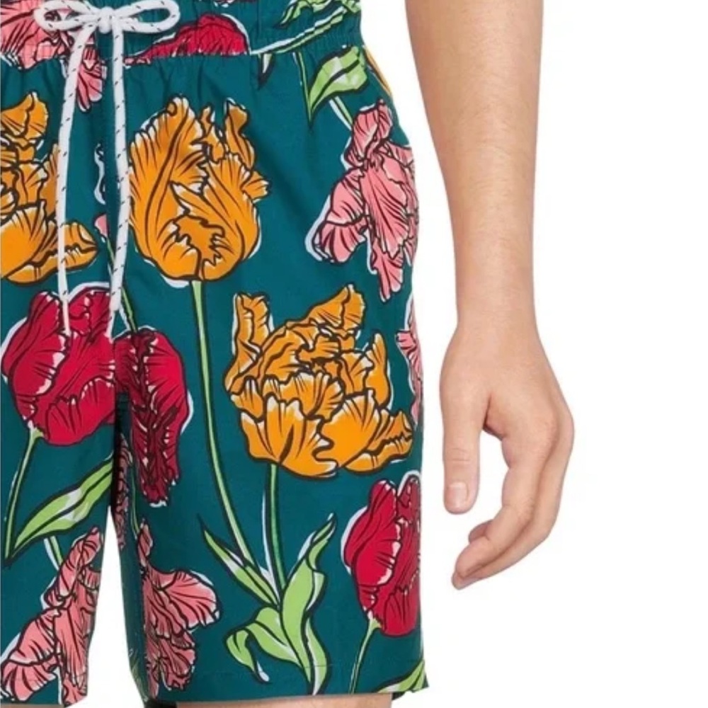 Men’s Above The Knee Floral Print Swim Shorts by George - Large